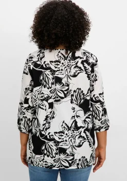 3/4-Arm-Shirt mit kontrastfarbenem Blütenprint