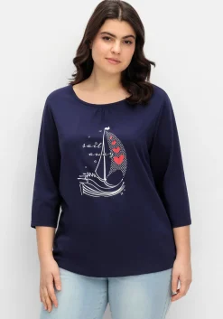 3/4-Arm-Shirt mit maritimem Frontdruck