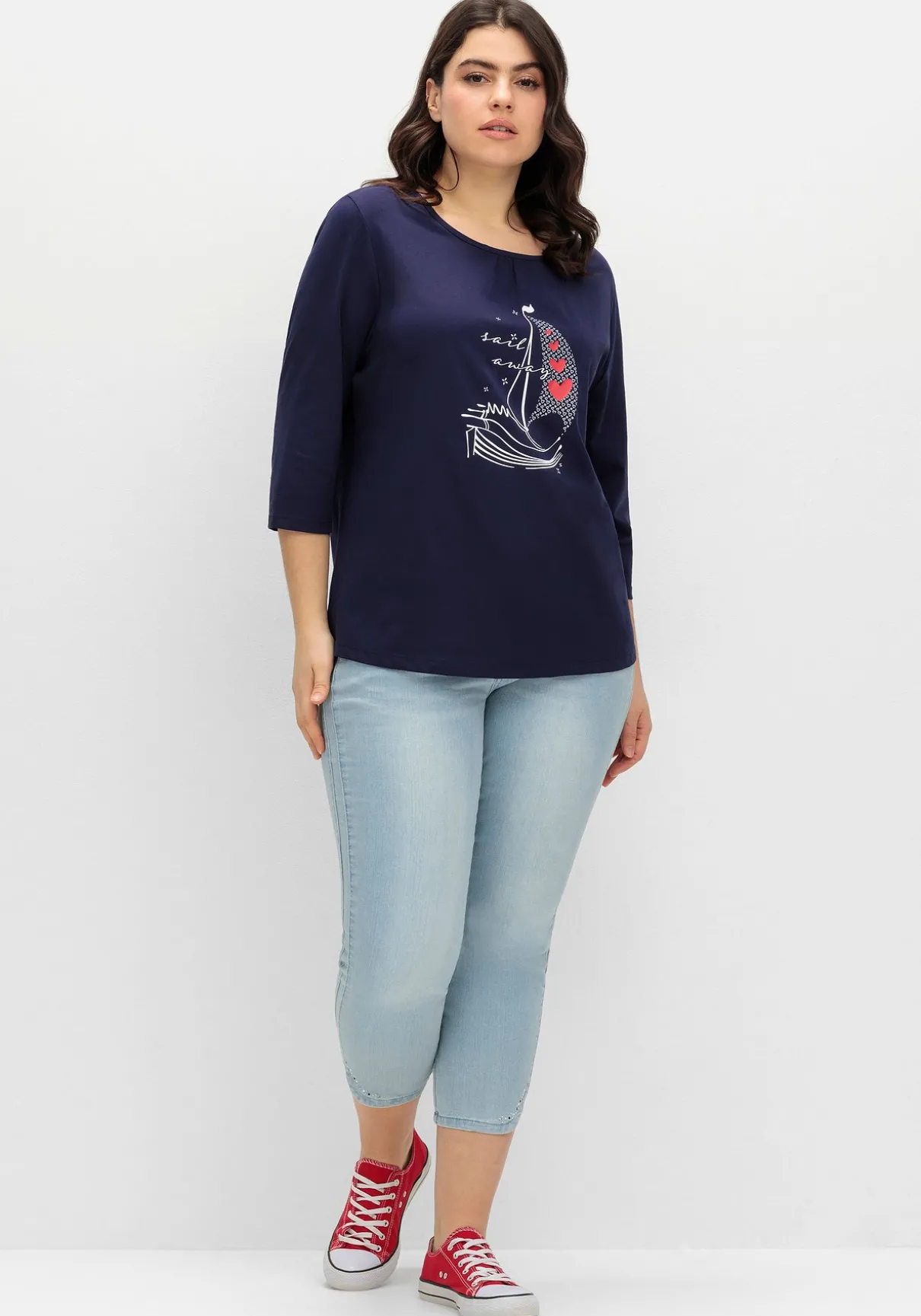 3/4-Arm-Shirt mit maritimem Frontdruck