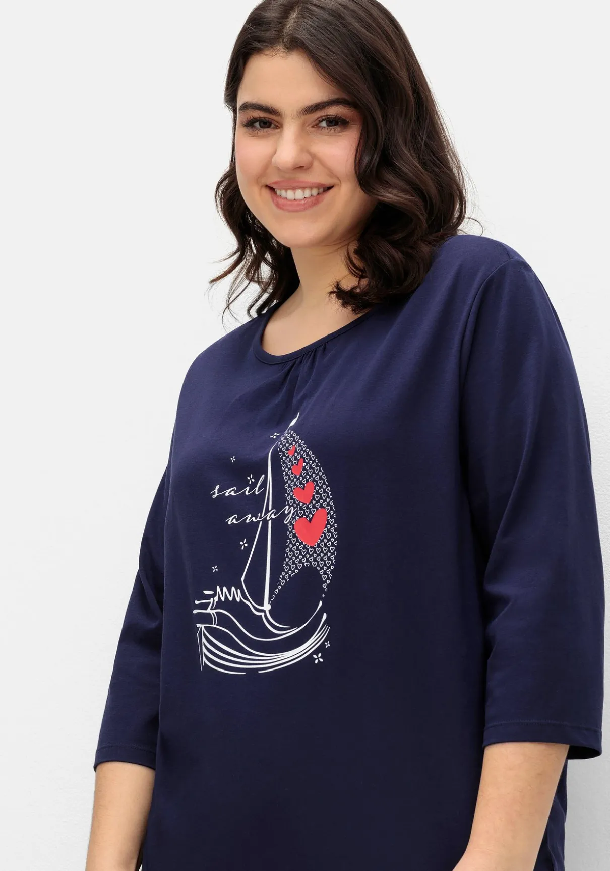 3/4-Arm-Shirt mit maritimem Frontdruck