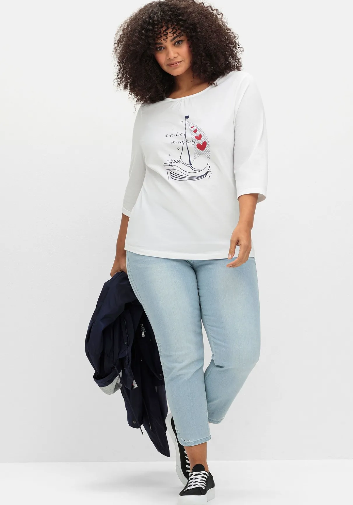 3/4-Arm-Shirt mit maritimem Frontdruck