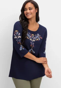 3/4-Arm-Shirt mit platziertem Paisley-Print