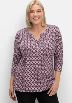 3/4-Arm-Shirt mit Retro-Alloverdruck