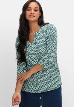 3/4-Arm-Shirt mit Retro-Alloverdruck