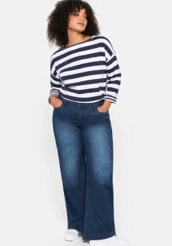 3/4-Arm-Shirt mit Ringeln und U-Boot-Ausschnitt