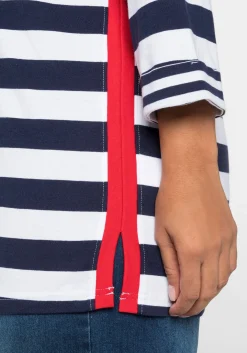 3/4-Arm-Shirt mit Ringeln und U-Boot-Ausschnitt