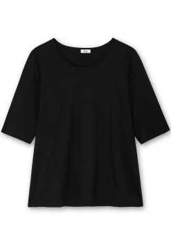 3/4-Arm-Shirt mit Rundhalsausschnitt, gerade Schnittform