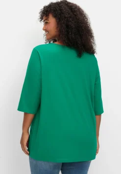 3/4-Arm-Shirt mit Rundhalsausschnitt, gerade Schnittform