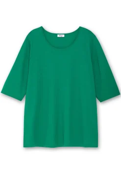 3/4-Arm-Shirt mit Rundhalsausschnitt, gerade Schnittform
