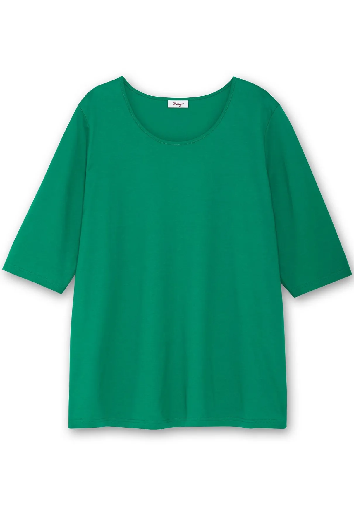 3/4-Arm-Shirt mit Rundhalsausschnitt, gerade Schnittform