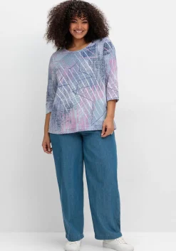 3/4-Arm-Shirt mit softem Alloverdruck