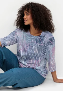 3/4-Arm-Shirt mit softem Alloverdruck