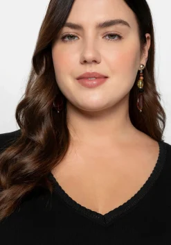 3/4-Arm-Shirt mit V-Ausschnitt, in leichter A-Linie