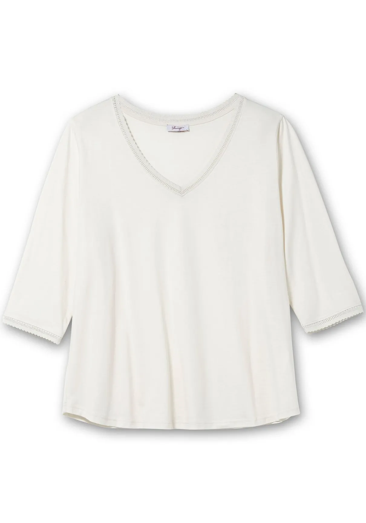 3/4-Arm-Shirt mit V-Ausschnitt, in leichter A-Linie