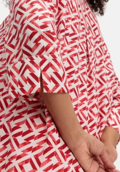 3/4-Arm-Tunika mit Faltendetails und Grafikprint