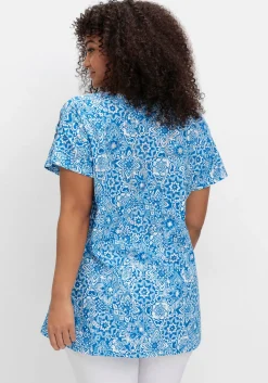 Ausbrenner-Shirt mit geschlitzten Ärmeln