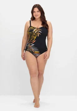 Badeanzug mit Blätterdruck und Shapingeffekt