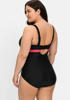 Badeanzug mit Kontrastdetails und Shaping-Effekt