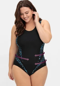 Badeanzug mit Kontrastdetails, stark formend