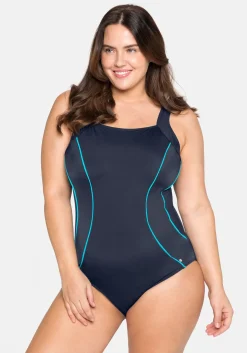 Badeanzug mit Kontrastpaspeln und Shaping-Effekt