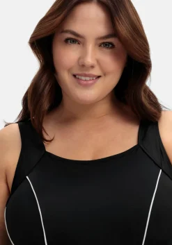 Badeanzug mit Kontrastpaspeln und Shaping-Effekt