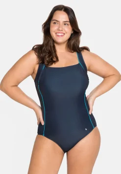 Badeanzug mit Paspeln; Shaping-Effekt