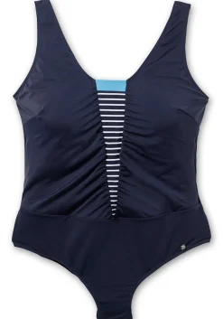 Badeanzug mit Raffung und Kontrasteinsatz
