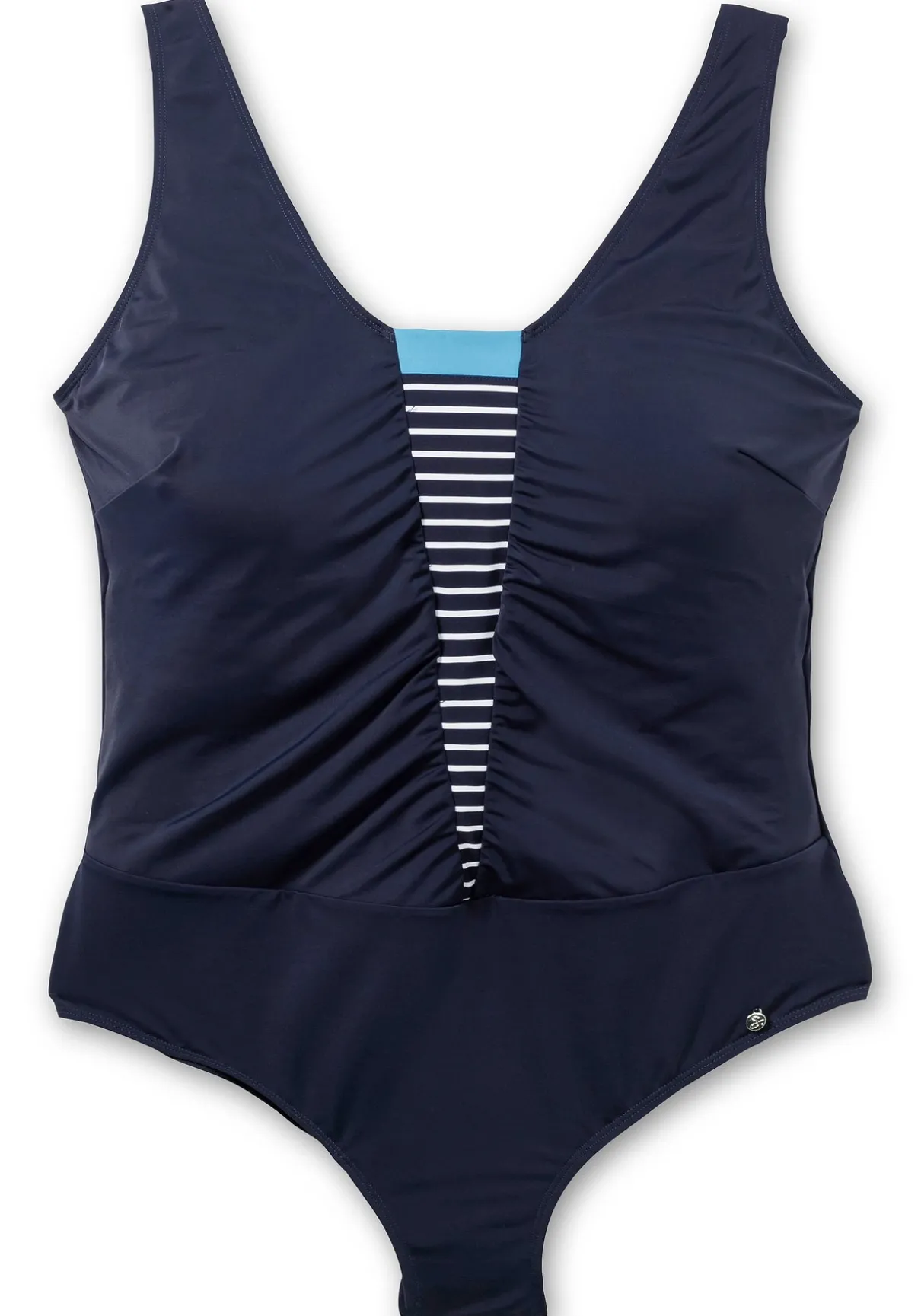 Badeanzug mit Raffung und Kontrasteinsatz