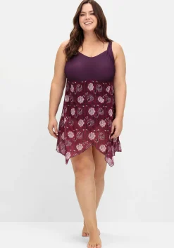 Badekleid mit Mesh-Rock und Shaping-Effekt