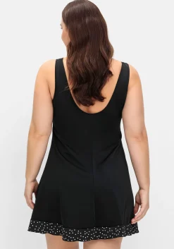 Badekleid mit Pünktchen und integrierter Hose