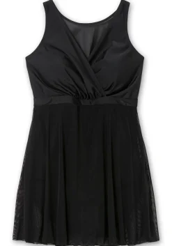 Badekleid mit transparentem Mesh-Rock