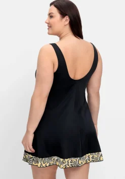 Badekleid mit V-Ausschnitt und Kontrast-Partien