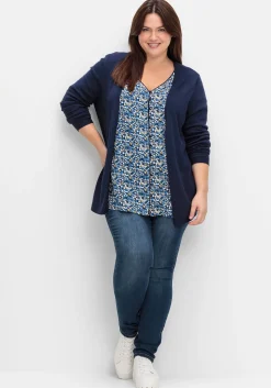 Bedruckte Bluse mit Smok- und Kontrastdetails