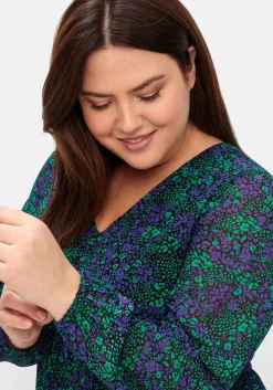 Bedruckte Chiffontunika mit Plisseefalten