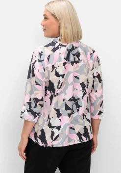 Bedruckte Tunika mit Blusenkragen, aus Crêpe