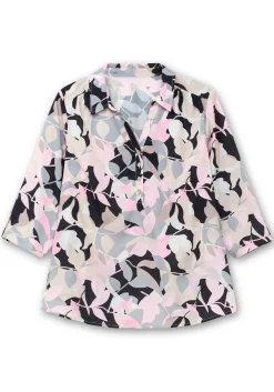 Bedruckte Tunika mit Blusenkragen, aus Crêpe