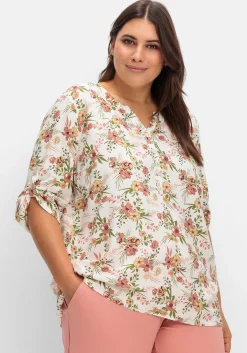 Bedruckte Tunika mit 3/4-langen Krempelärmeln