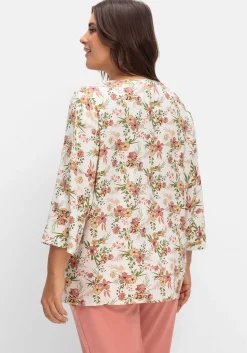 Bedruckte Tunika mit 3/4-langen Krempelärmeln