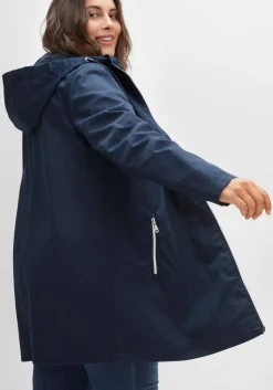 Übergangsjacke in A-Linie, mit Kapuze und Reißverschluss