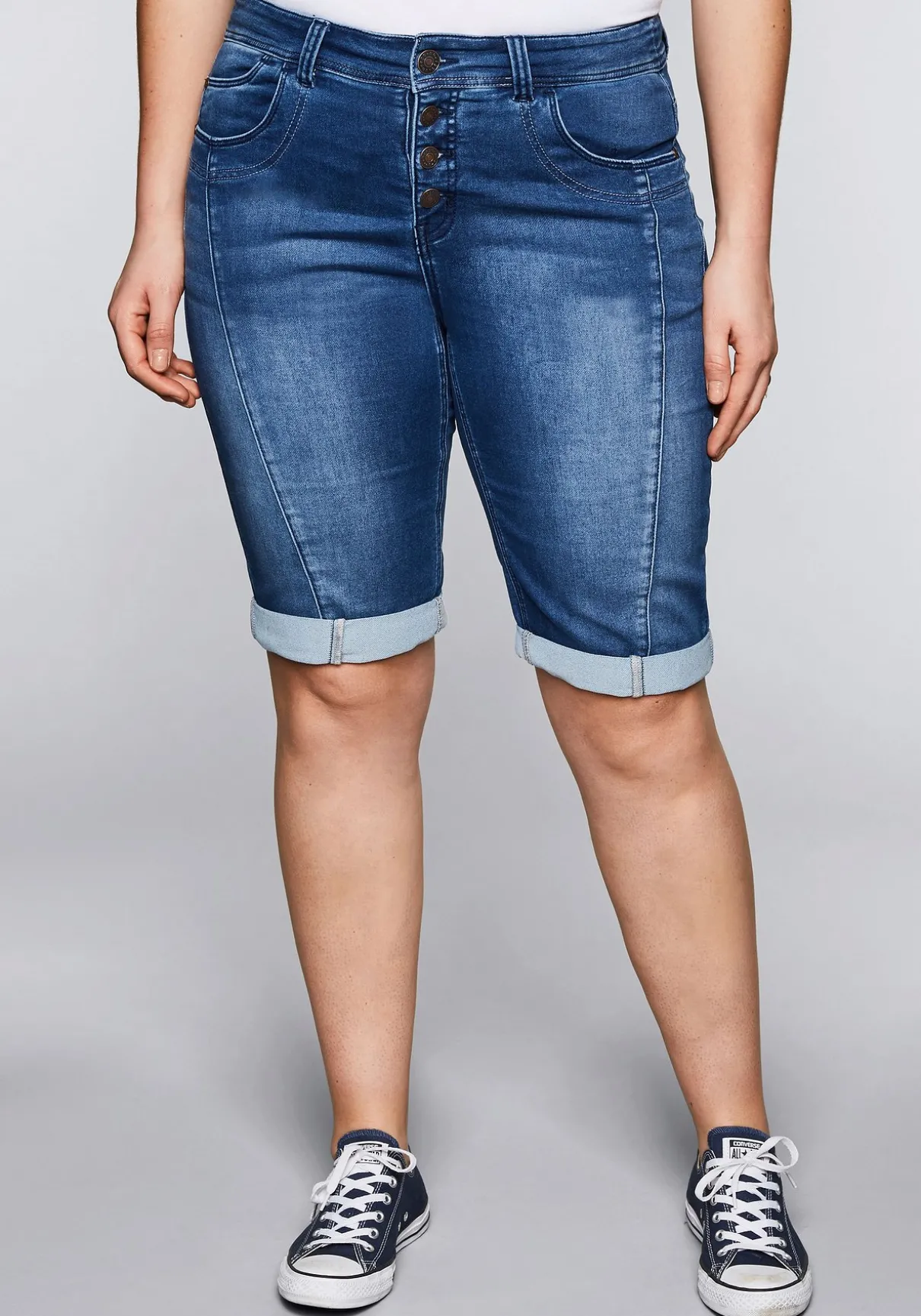 Bermudas aus Sweat-Denim mit Teilungsnaht