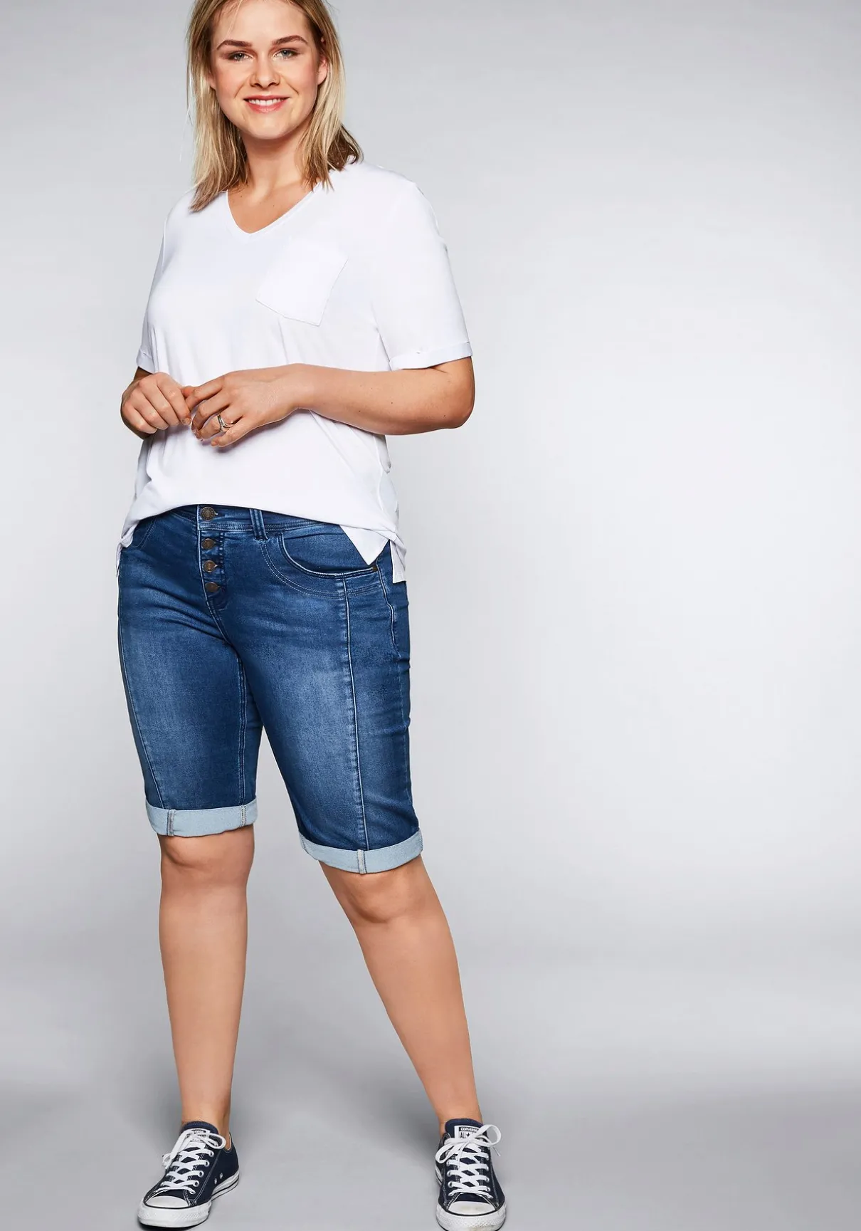 Bermudas aus Sweat-Denim mit Teilungsnaht