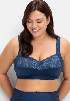 BH ohne Bügel, mit Spitze und leicht glänzend