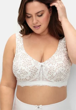 BH ohne Bügel mit Spitzenbesatz und Mesh-Innenfutter