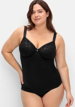 BH-Hemd mit Spitzen-Cups und tonigen Streifen