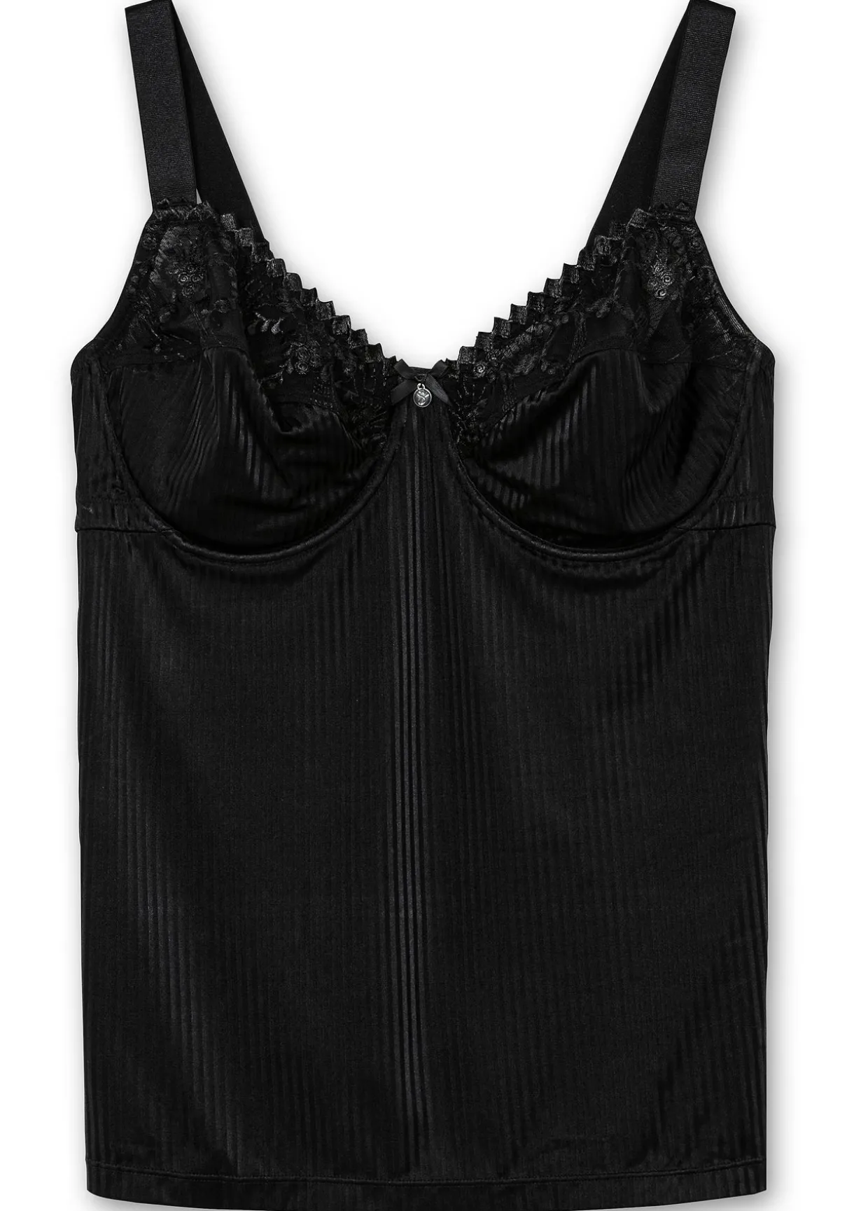 BH-Hemd mit Spitzen-Cups und tonigen Streifen