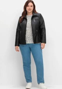 Bikerjacke in Lederoptik