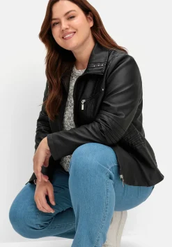 Bikerjacke in Lederoptik