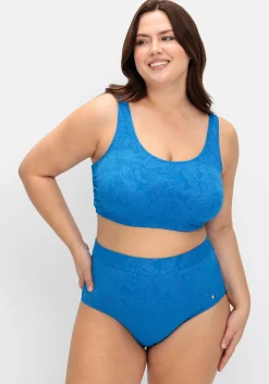 Bikini-Bustier mit Blumen-Struktur und Softcups