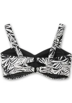 Bikini-Oberteil in Wickeloptik, mit Blätterprint