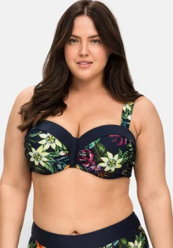 Bikini-Oberteil mit Bügeln und Blumendruck